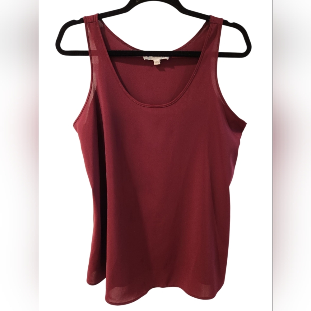 Pink Republic Sheer Burgundy Red brandy wine Flowy Tank